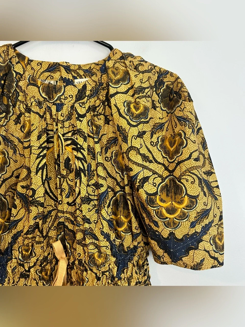 Ulla Johnson Denisa Short Puff Sleeve Horn Peplum Floral Cotton Top Size 4 Small